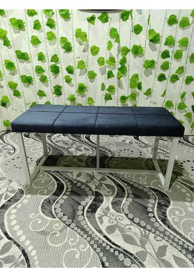 Özcan Metal Puf Bench Metal Ayaklı Bench Puf Bank Antre Mutfak Salon Yatak Odası Puf Bank 105 40 Lacivert