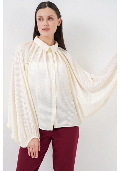 Bigdart Kadın Yarasa Kol Oversize Gömlek 20368 - Ekru