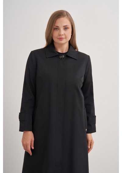 Aker 24aw07647112 Büyük Beden Trençkot 24aw07647112 002 Siyah Siyah