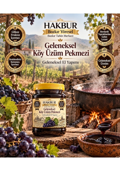 Bozkır Tahin Merkezi Geleneksel Üzüm Köy Pekmezi Glikoz İçermez Katkısız 950 G