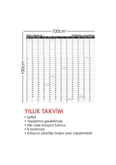 2021 Yıllık Planlayıcı Takvim Akıllı Kağıt Tahta Yazı Tahtası Zam