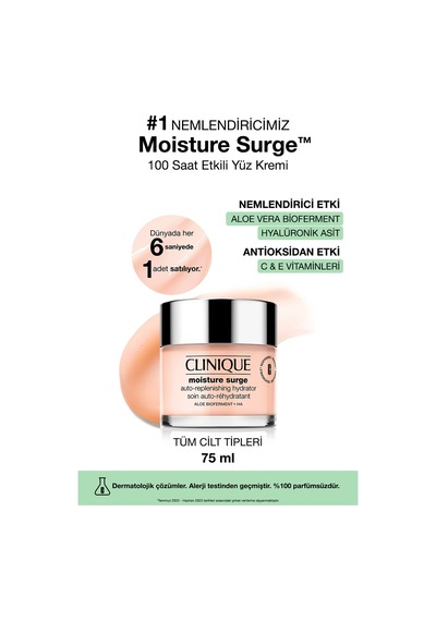 Aloe Vera İçerikli Moisture Surge 100 Saat Etkili Nemlendirici Ve Ferahlatıcı Yüz Kremi 75 Ml