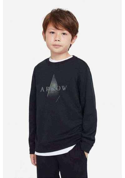 Tshirthane Arrow Logo Baskılı Unisex Çocuk Siyah Sweatshirt Siyah