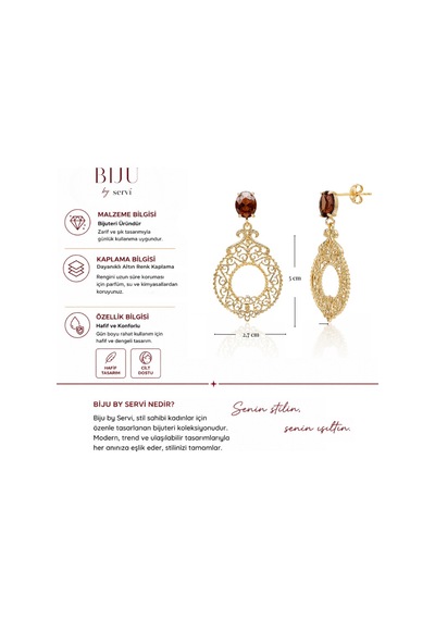 Biju By Servi Verona İşlemeli Vintage Altın Renk Küpe-279 Gold