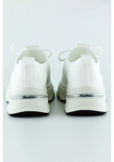 Erkan Saçmacı Beyaz Örgü Dokuma Taş Detaylı Bağcıklı Slip-on Sneaker Beyaz