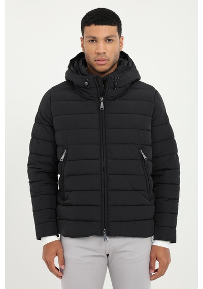 Dufy Erkek Slim Fit Kapüşonlu Siyah Mont-25295