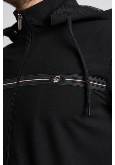 Shooter Sportswear Shooter Klasik Erkek Eşofman Takımı Çıkartılabilir Kapüşonlu Rahat Kalıp Siyah