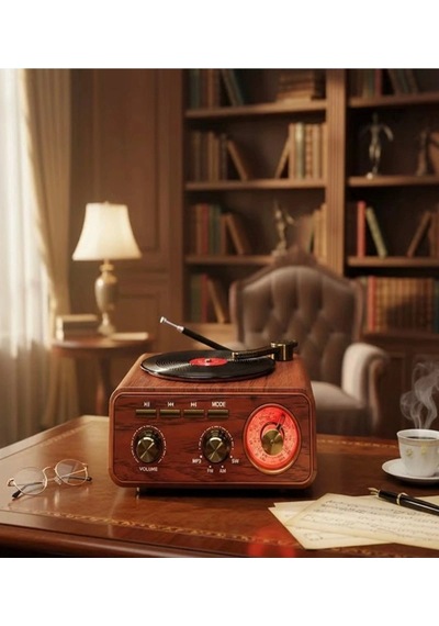 Nostaljik Tasarım Plak Çalar Görünümlü Ralu Bluetooth Hoparlör Retro Müzik Plak 27322958