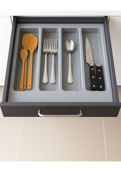 55x49 Cm Çekmece İçi Gri Kepçelik Organizer 50x40 Cm Kesilebilir Gri