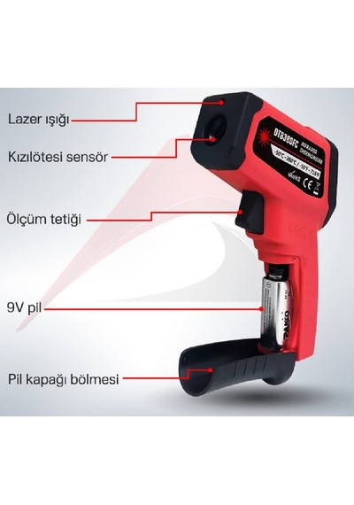 Kızılötesi Lazerli Termometre -50 C İle +380 C