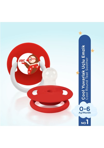 Wee Baby Cool Yuvarlak Uçlu Emzik No:1 Kırmızı Baykuş 0-6 Ay