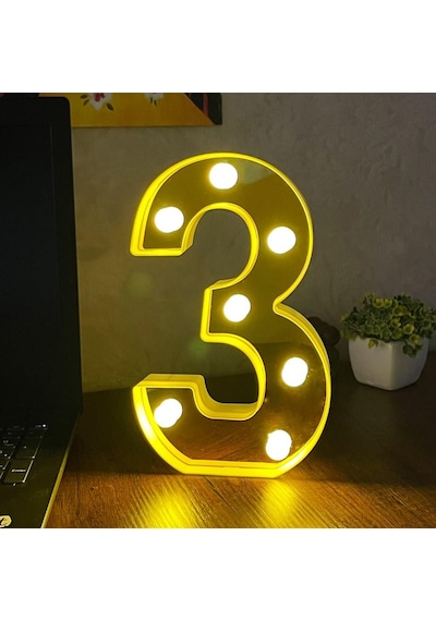 Dekoratif Led Işıklı 3D 3 Rakamı Büyük Boy Organizasyon Doğum Günü Kutlama