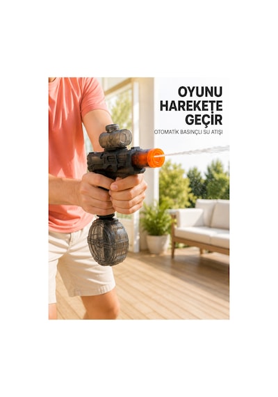 Şarj Edilebilir Su Tabancası Büyük Hazneli Otomatik Atışlı 8-12 Metre Menzilli Mariposascrt