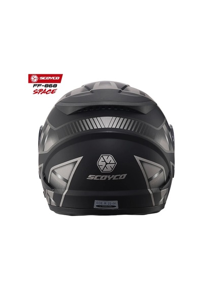 Scoyco FF-868 Azrael Güneş Vizörlü Çene Açılır Kask Gri - Mat Siyah