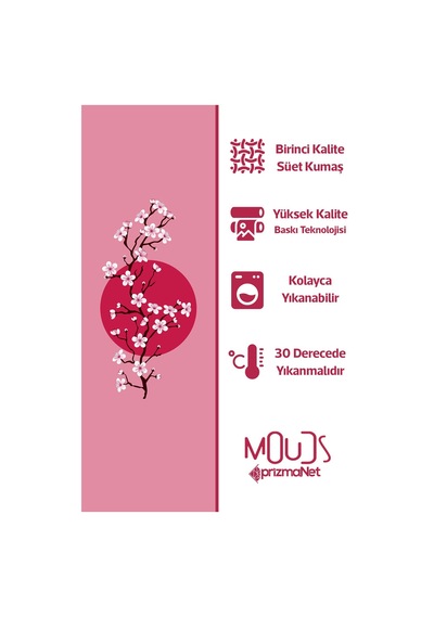 Blossom Japan 1 Desenli Süet Oturma Odası Salon Fon Perde Baskılı Ekstrafor Büzgü 2 Kanat Prd-1106 Çok Renkli