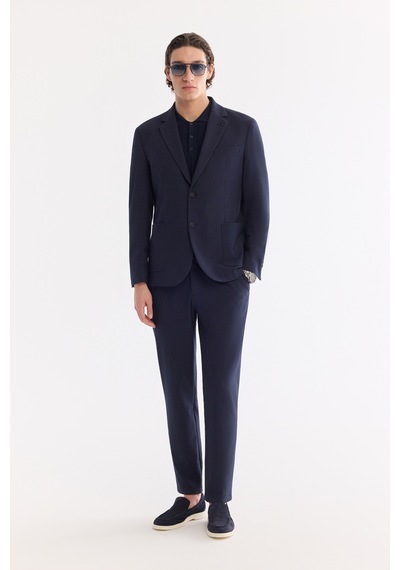 Avva Erkek Lacivet Mono Yaka Torba Cepli Çift Yırtmaç Astarsız Bi-stretch Comfort Fit Ceket A61y4012 Lacivert