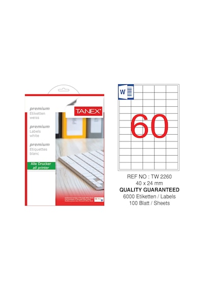 Tanex Etiket Tw-2260 40X24MM