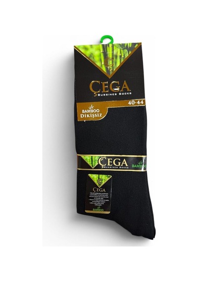Çega Socks Dikişsiz Erkek Bambu Çorap Kokulu 12'li Siyah Siyah