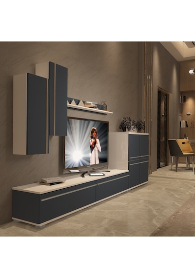 Decoraktiv Eko 6 Mdf Std Tv Ünitesi Tv Sehpası Beyaz - Antrasit