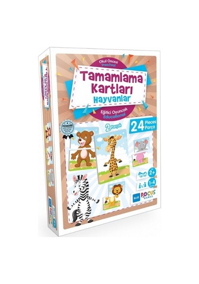 Blue Focus 36 Parça Hayvanlar Tamamlama Kartları