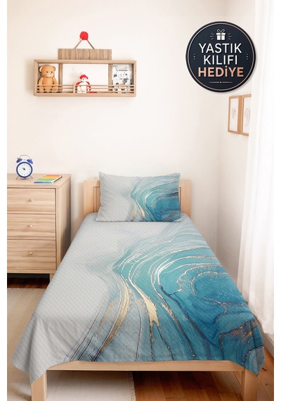 Mavi Mermer Modern Genç Odası Tek Kişilik Pike Takımı - Beyaz Gold 160x220 Cm Kapitone Yatak Örtüsü Mistik Çiçek Parıltısı Mavi Mermer Modern Genç Odası Tek Kişilik Pike Takımı - Beyaz Gold 160x220 Cm Kapitone Yatak Örtüsü Mistik Çiçek Parıltısı