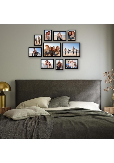 10'lu Paket Siyah Resim Çerçeveleri Kolaj Duvar Dekoru - Galeri Duvar Çerçevesi Seti İki 8x10, Dört 5x7 Ve Dört 4