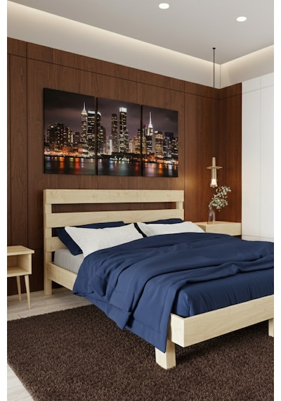Renazzo Natura New Masif Ahşap Karyola Vernik 140x190 Vernik - 140 X 190