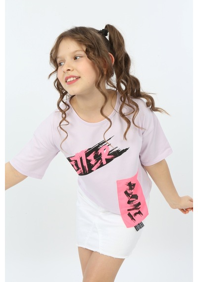 Toontoy Kids Toontoy Kız Çocuk Better Baskılı Tişört Açık Lila