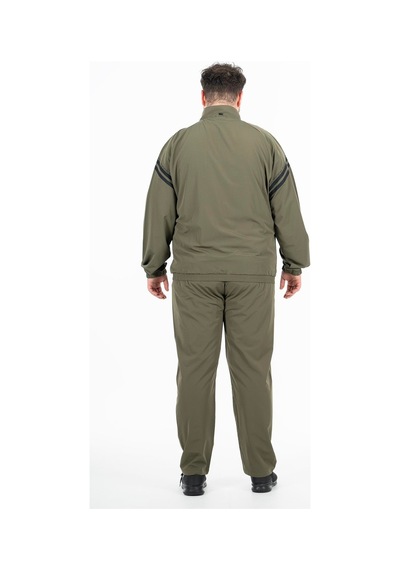 Maraton Sportswear Büyük Beden Erkek Dik Yaka Reglan Kol Basic Haki Eşofman Takımı 21854-Haki