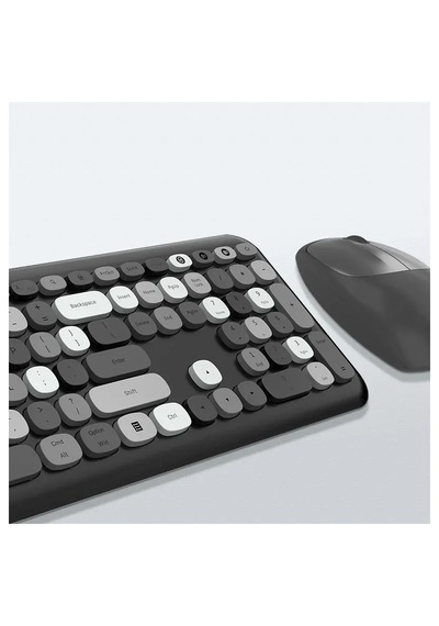 Mofıı 666 Kablosuz Klavye Mouse Seti 2.4g Retro Yuvarlak Tuşlu 110 Tuş Renkli Set Optik