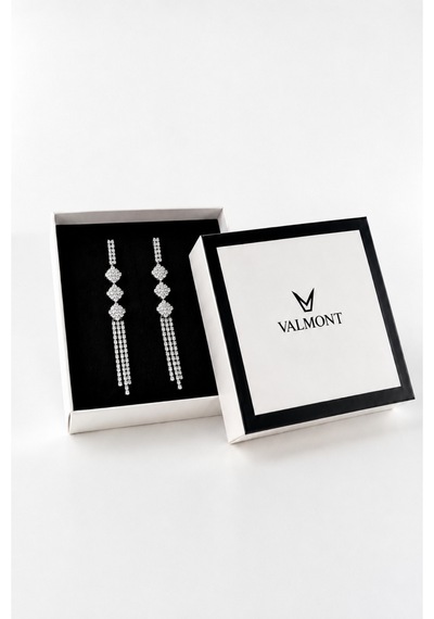 Uzun Sallantılı Taşlı Kadın Küpe -ışıltılı Püskül Model Zarif Abiye Küpe Gümüş - 895529601 Gümüş