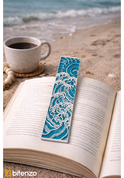 Mavi Dalgalar Desenli Kitap Ayracı