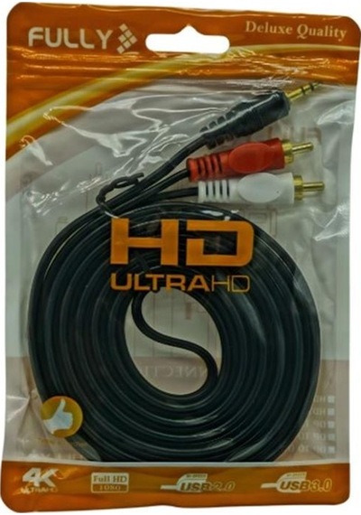 Fully G-530ag 3 Metre Gold Uçlu 2 Rca - 3.5mm Stereo Ses Kablosu