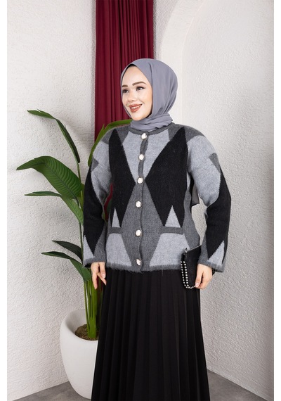 Hira Life Fashion Kadın Önü Düğmeli Şardonlu Cepli Ve Baklava Desenli Triko Hırka Siyah Siyah Hira Life Fashion Kadın Önü Düğmeli Şardonlu Cepli Ve Baklava Desenli Triko Hırka Siyah Siyah