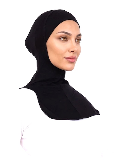 Alivascarf Siyah Ninja Bone Boyunluklu Likralı Sporcu Bonesi Kadın Pratik Tesettür Hijab Başörtü