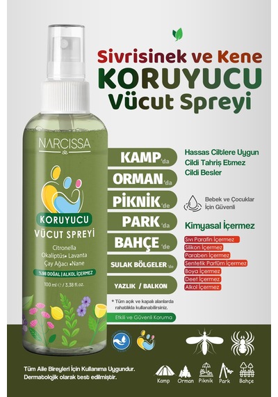 Sivrisinek Ve Kene Kovucu Vücut Spreyi 100ml - Tüm Gün Etki - 729463335