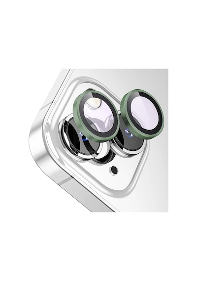 Buff Apple Uyumlu iPhone 15 / 15 Plus Kamera Metal Lens Koruyucu Koyu Yeşil