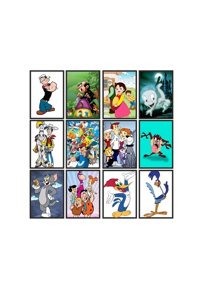 12 Parça Efsaneler 90lar Çizgi Filmi Çerçeve Görünümlü Mdf Tablo Duvar Süsü Hediyelik Eşya Yeni Renkli - 603777180 Renkli