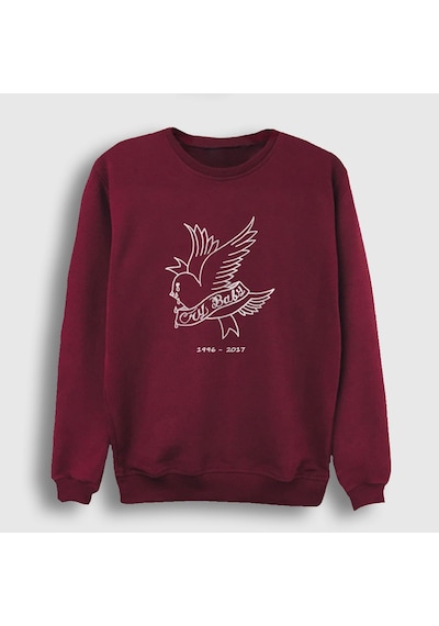 Presmono Unisex Cry Baby Lil Peep Sweatshirt Bordo