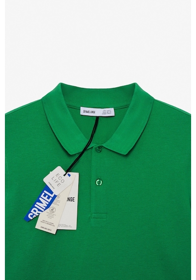 Grimelange Skyloom Erkek %100 Pamuk Kısa Kollu Regular Fit Yeşil Polo Yaka T-shirt Yeşil