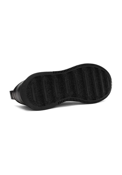 Erkek Siyah Bağcıklı Baskılı Deri Sneaker