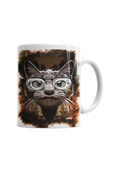 Meraklı Kedi Cat Kupa Bardak Porselen Karışık