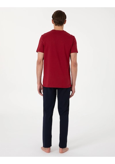 Pierre Cardin Erkek Kısa Kollu Bisiklet Yaka Pijama Takım Bordo