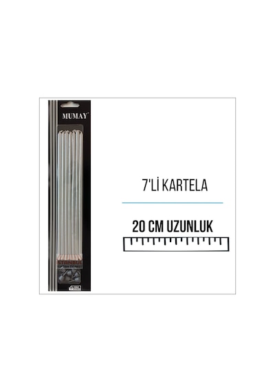 Metalik Beyaz Uzun Mum 20 Cm 7'li