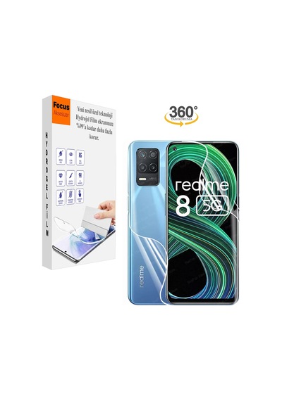 Realme 8 2in1 Uyumlu Kırılmaz Cam Özel Kesim Hydrogel Film