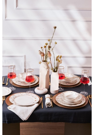 Karaca  Forever Bone Marble 24 Parça 6 Kişilik Yemek Takımı