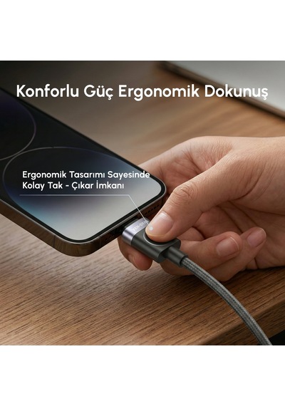 Ven-dens Vd-dcm02 Premium Lightning Örgülü Hızlı Şarj Kablosu - 3 Metre