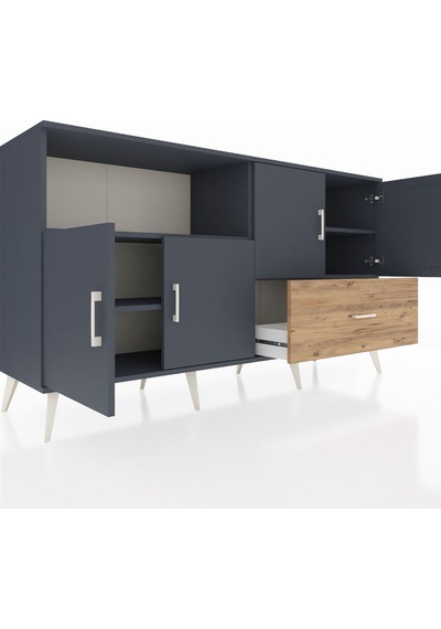Hyperion Konsol 4 Raflı Tek Çekmeceli 4 Kapaklı 176x44x99 Antrasi Antrasit-antrasit/çam Hyperion Konsol 4 Raflı Tek Çekmeceli 4 Kapaklı 176x44x99 Antrasi Antrasit-antrasit/çam