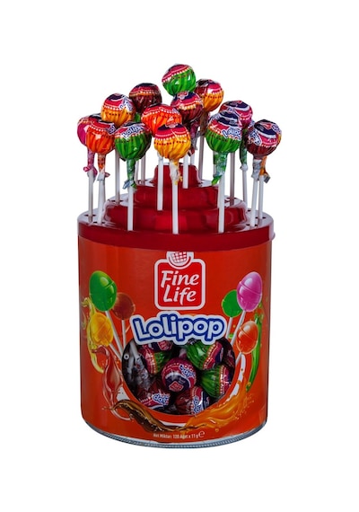Fine Life Lollipop 120 Adet 11g Sert Şeker Çilek Kola Elma Limon Portakal Aromal 2'li Ekonomik Tarı