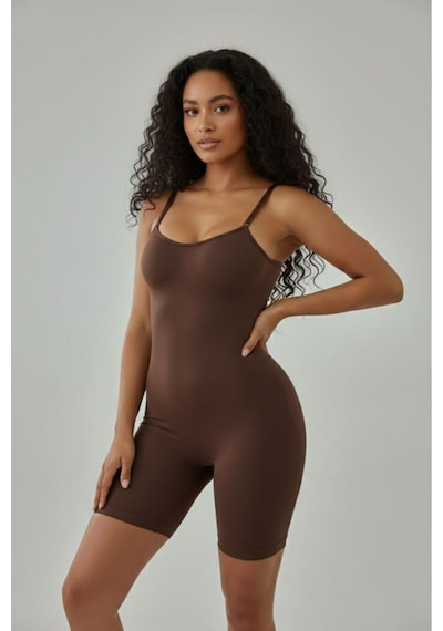 Fit Women ı Yüksek Bel Tam Boy Body 9050 Kahverengi